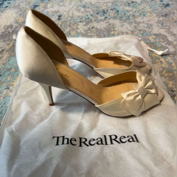 Kate Spade Clarice Ivory Satin Heels - Picture 3 of 4